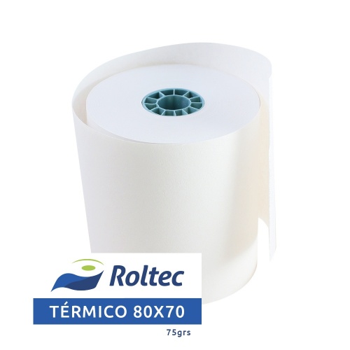 Roltec Rollo de Papel Térmico, 80 x 70mm, 75 Rollos