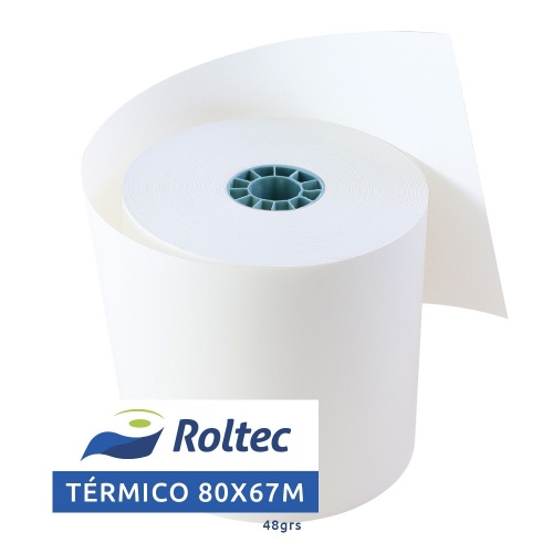 Roltec Rollo de Papel Térmico, 80mm x 67m, 75 Rollos