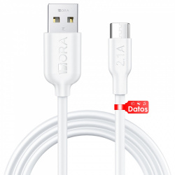 1Hora Cable USB-C Macho - USB-C Macho, 1 Metro, Blanco 