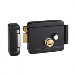 AccessPro Cerradura Eléctrica BL-ACCESSRIMBL, 12.9 x 3.8cm, Negro, con Botón de Salida, para Puerta Izquierda, Incluye Llave 