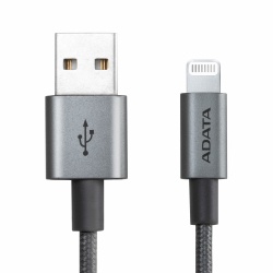 Adata Cable de Carga Certificado MFi Lightning Macho - USB A Macho, 1 Metro, Titanio, para iPod/iPhone/iPad 