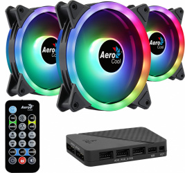 Ventilador Aerocool Duo 12 Pro RGB, 120mm, 1000RPM, Negro - 3 Piezas ― Abierto 