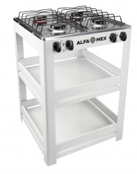 Alfa Parrilla de Gas con Anaquel 412-6, 4 Quemadores, Blanco 