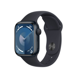 Apple Watch Series 9 GPS, Caja de Aluminio Color Medianoche de 41mm, Correa Deportiva S/M Color Medianoche 