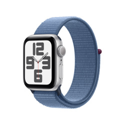 Apple Watch SE 2 GPS, Caja de Aluminio Color Plata de 40mm, Correa Deportiva Color Azul 