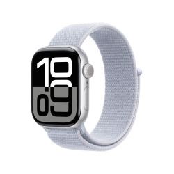 Apple Smartwatch Watch Series 10 GPS, Caja de Aluminio Color Plata de 42mm, Correa Deportiva Color Plata 