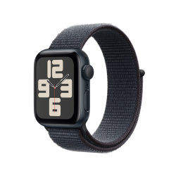 Apple Watch SE 2 GPS, Caja de Aluminio Color Negro de 40mm, Correa Deportiva S/M Color Azul 