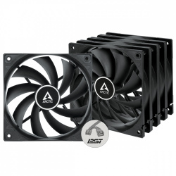 Ventilador Artic Cooling F12 PWM PST, 120mm, 1350RPM, Negro - 5 Piezas 