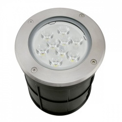 Artlite Lámpara LED para Piso Empotrable ADE-208, Exteriores, Luz Blanca Cálida, 9W, 650 Lúmenes, Negro/Plata, para Casa 