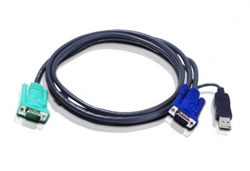 Aten Cable KVM 2L5202U, VGA/USB Macho - SPHD Macho, 1.8 Metros, Negro 