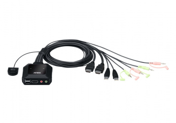 Aten Conmutado de KVM Alámbrico CS22H, 1x HDMI, 1x RJ-45, 2x USB A 