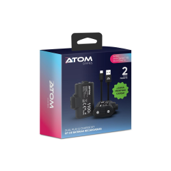 ﻿Atom Games Baterías Recargables Dual Play & Charge Kit, Negro, para Xbox Series X/S 