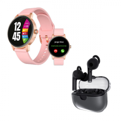 Binden Smartwatch ERA One Lite, Touch, Bluetooth, Android/iOS, Rosa - Incluye Audífonos One Pods Negro 