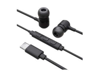 Bonn Audífonos Intrauriculares con Micrófono 60516, Alámbrico, 1 Metro, USB-C, Negro 