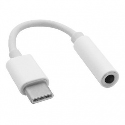 BRobotix Cable USB C Macho - 3.5mm Hembra, 10cm, Blanco 