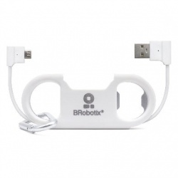 BRobotix Cable USB Macho - Micro-USB B Macho, 21cm, Blanco 