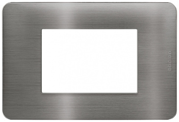 Bticino Placa de Aluminio para Pared JA4803ATQ, 3 Puertos, Titanio 
