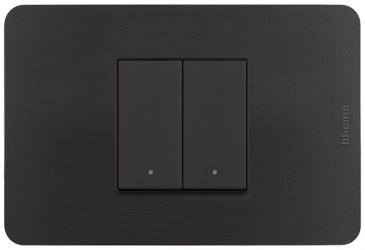 Bticino Placa Ciega de Pared JA4819JBQ, 2 Puertos, Negro - incluye Chasis 