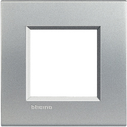 Bticino Placa Rectangular de Pared LNA4802TE, 2 Puertos, Gris 