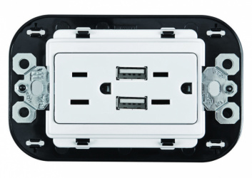 Bticino Tomacorriente QZ4028USBCC6, 2 Enchufes, 2x USB-A, Blanco 