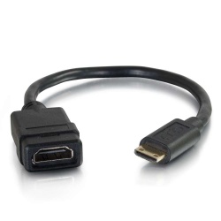 C2G Cable Mini HDMI Macho - HDMI Hembra, 20cm, Negro 