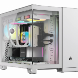 Gabinete Corsair iCUE LINK 2500X RG, Micro-Tower, Micro-ATX/Mini-ITX, USB 3.0, sin Fuente, 2 Ventiladores Instalados, Blanco ― Abierto 