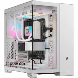 Gabinete Corsair iCUE LINK 6500X RGB con Ventana, Midi Tower, ATX/Mini-ITX/Micro ATX, USB 3.1, sin Fuente, 3 Ventiladores RGB Instalados, Blanco 