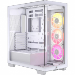 Gabinete Corsair Icue Link 3500X RGB, Midi-Tower, Mini-ITX/Micro-ATX/ATX/E-ATX, USB 3.2, sin Fuente, 3 Ventiladores RGB Instalados, Blanco 