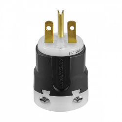 Eaton Conector de Nylon AH5666, 15A, 250, NEMA 6-15P, Negro/Blanco 