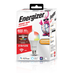 Energizer Foco Regulable LED Inteligente EAC2-1002-RGB, WiFi, RGB, Base A19/E26, 9W, 800 Lúmenes, Blanco, Ahorro de 85% vs Foco Tradicional 60W 