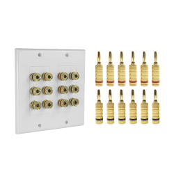 Kit Placa de Pared EP-WP6S-KIT, Blanco - incluye 6 Pares de Conectores Banana 