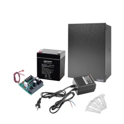Epcom Kit Fuente de Poder para Cámara CCTV RT1640AL6PL7, Entrada 24V, Salida12V, 1A — Incluye Batería, Gabinete, Transformador y Soportes 