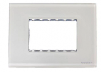 Estevez Placa de Pared N2473-CB, 3 Puertos, Cristal Blanco 