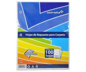 Estrella Papel para Carpeta, Blanco, 100 Hojas Tamaño Carta, Blanco, 20 Paquetes 