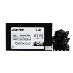 Fuente de Poder Evotec EV-500, 24-pin ATX, 80mm, 500W 