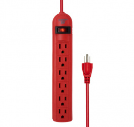 Fussion Acustic Barra Multicontactos PBR-4505, 6 Salidas AC, 127V, 78cm, Rojo 