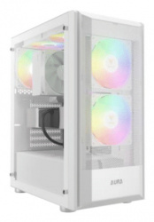 Gabinete Gamdias Aura GC6, Midi-Tower, ATX/Micro-ATX/Mini-ITX, USB 2.0, sin Fuente, 3 Ventiladores Instalados RGB, Blanco 