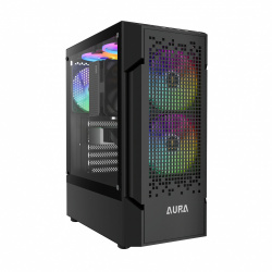 Gabinete Gamdias AURA GC7, Midi-Tower, ATX/Micro-ATX/Mini-ITX, USB 2.0/3.0, sin Fuente, 3 Ventiladores Instalados, Negro 