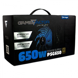 Fuente de Poder Game Factor PSG650 80 PLUS Bronze, 20+4 pin ATX, 120mm, 650W, Negro ― Daños menores / estéticos - No cuenta con empaque original. 