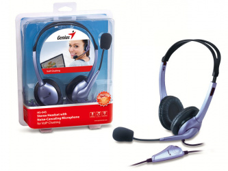 Genius Audífonos con Micrófono HS-04S, Alámbrico, 2 Metros, 3.5mm, Azul 