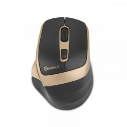 Mouse Ergonómico Getttech Wireless 6D Office, Inalámbrico, Bluetooth, USB, 7200DPI, Negro/Oro 