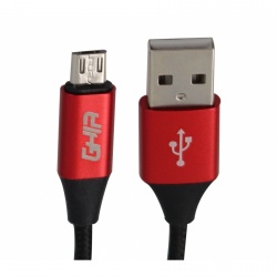 Ghia Cable USB A Macho - Micro USB B Macho, 1 Metro, Negro/Rojo 