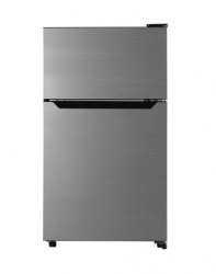 Hisense Refrigerador RT33D6AAE, 3.3 Pies Cúbicos, Plata ― Daños mayores pero funcional - Golpes en esquinas superiores. 