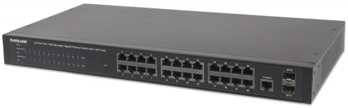 Switch Intellinet Gigabit Ethernet 560559, 24 Puertos PoE+ 10/100/1000Mbps + 2 Puertos SFP, 52 Gbit/s, 16.000 Entradas - Administrable 