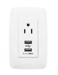 JWJ Tomacorriente, 1 Enchufe, 2x USB A, 127V, 10A, Blanco 