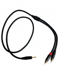 Kapton Cable AUX 3.5mm Macho - 2x RCA Macho, 1 Metro, Negro 