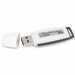 Memoria USB Kingston DataTraveler I G3, 4GB, USB 2.0, Blanco/Gris 
