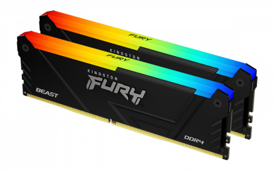 Kit Memoria RAM Kingston FURY Beast RGB DDR4, 3200MHz, 32GB (2 x 16GB), Non-ECC, CL16 ― Daños menores / estéticos - Ligero raspón en una de las esquinas 