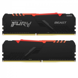 Kit Memoria RAM Kingston FURY Beast DDR4 RGB, 3200MHz, 16GB (2 x 8GB), Non-ECC, CL16, XMP 