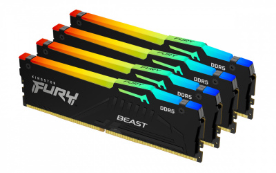 Kit Memoria RAM Kingston FURY Beast RGB DDR5, 5200MHz, 128GB (4 x 32GB), Non-ECC, CL40, XMP 